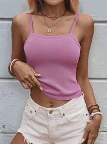 INAWLY Top de tirantes de punto con lentejuelas, de moda para el verano