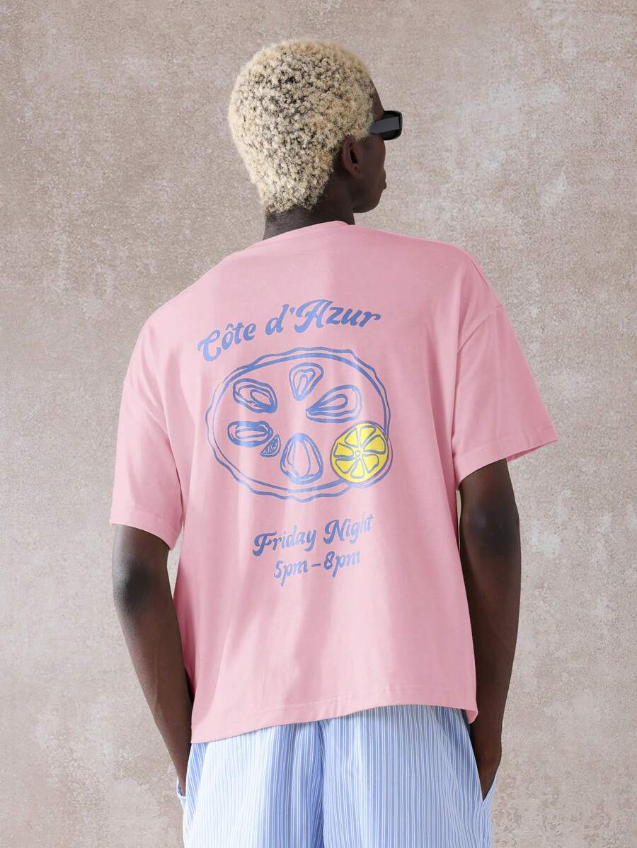 SUMWON Cote D Azur Friday Night Club 宽松 T 恤复古夏季海滩派对休闲周末休闲超大纯棉