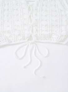 Swim Oasis Femmes grande taille Cache-maillot blanc sans manches à laçage élégant en crochet pour la plage