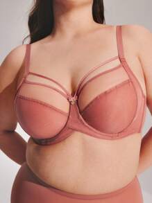 LUVLETTE Plus Dream Curve Air Unlined Full Coverage Side Support Airy Mesh Basic Breezy Comfort Minimizer Bra - Rusty Rose - View 10