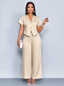 SOLERSUN Women Two Pieces Outfits For Daily Wear - Apricot - View 1