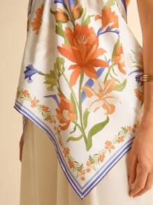 CAJUNI Top de tirantes finos asimétrico con pliegues y estampado floral para mujeres, con espalda descubierta y diseño sexy, para verano