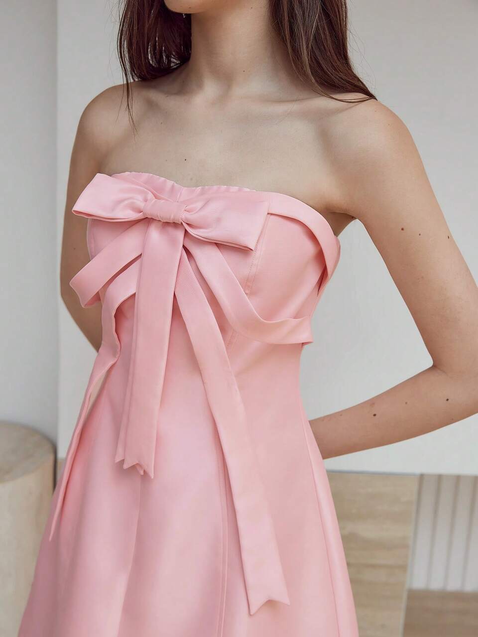 MOTF STUDIO BOW DECOR CUTE DATE MINI DRESS