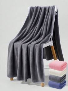 90厘米 X 170厘米超大菠萝纹理加厚吸水珊瑚绒浴巾，适合游泳、健身、沐浴、桑拿、海滩、浴室 - 灰色 - 查看 1