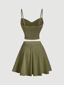 SHEIN MOD Women Two Pieces Outfits For Daily Wear - Army Green - View 2