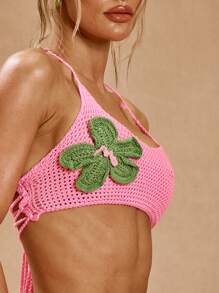 MUSERA Crochet Knit Floral Bralette And Mini Skirt Co Ord Spring Summer Vacation Boho Ibiza Elegant Club Beach Cute Sexy Festival Birthday