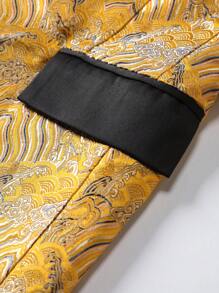 Manfinity Mode Men's Retro Jacquard Blazer Yellow Top Men Prom Suits For Men's Prom Suit