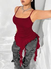 SHEIN ICON 大码不对称肩带水母印花背心