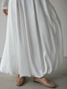 FRIFUL Women's Solid Color Casual Versatile A-Line Skirt - White - View 1