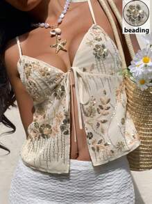 Serisse Nueva camiseta de tirantes con bordado de lentejuelas para mujer, para el verano