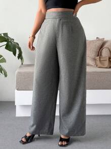 SHEIN Tall Pantaloni ampi e morbidi con vita asimmetrica per taglie comode, versatili, casual e adatti per il pendolarismo quotidiano