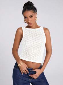 SHEIN BAE 女士春夏休闲度假透视钩编机车波西米亚风网眼袖上衣外出上衣，适合音乐节、西部牛仔风格等场合