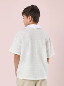 SUMWON Camisa Polo de Manga Curta Texturizada de Alta Qualidade para Jovens, Desempenho Atlético, Tênis, Golfe, Uniforme Escolar, Esportes de Verão, Casual com Gola
