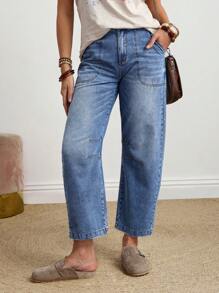 EMERY ROSE Women's Loose Fit Denim Jeans, Fashionable For Summer - Blue - View 5