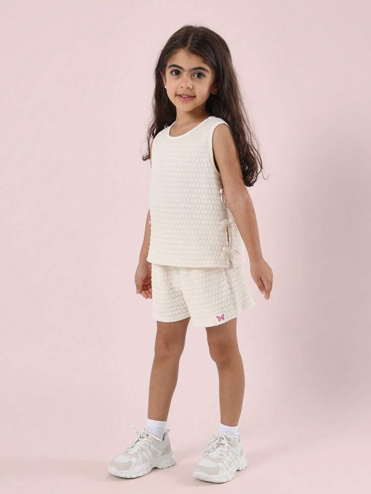 テクスチャードクロシェニットタンクトップ＆ショーツセット