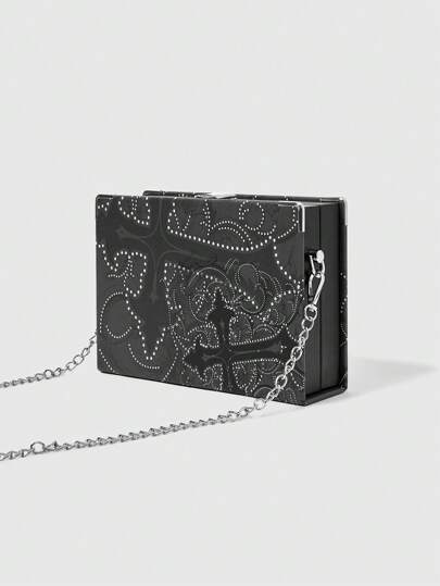 Goth Ladies' Polka Dot Pattern Fashion Book-Shaped Shoulder Bag