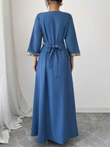 Elenzga Women's Elegant Fringe & Sequin Patchwork Dress