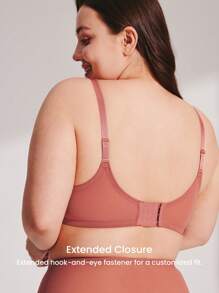 LUVLETTE Plus Dream Curve Air Unlined Full Coverage Side Support Airy Mesh Basic Breezy Comfort Minimizer Bra - Rusty Rose - View 5