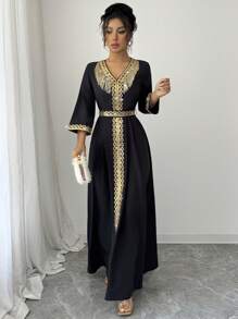 Elenzga Vestito elegante da donna con paillettes e frange a patchwork