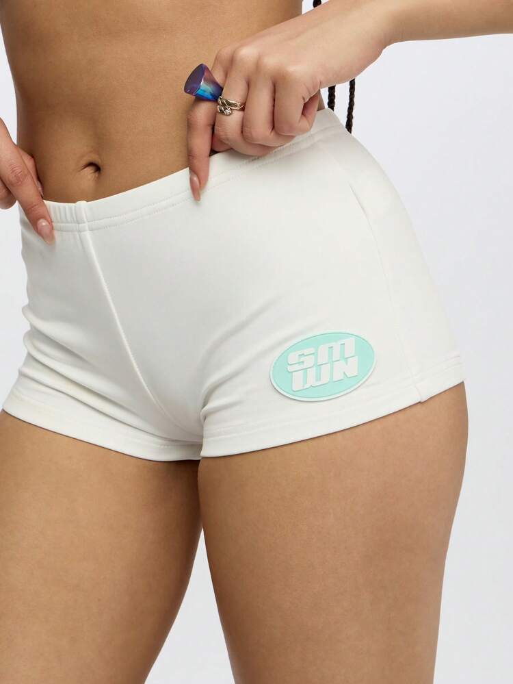 SUMWON WOMEN Short taille haute en molleton français avec logo menthe