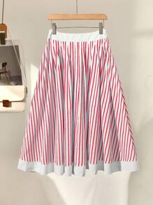 Franclia High Waist Versatile A-Line Skirt, Work & Travel - Red - View 2