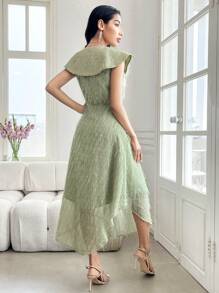 Modelyn Green Cutout Fringe Sleeveless Collared Dress - Green - View 2