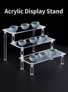 SHEIN Basic living 1PC/2PCS Rak Display Akrilik Transparan 1/3 Lapisan Desain Minimalis Modern Bertingkat Rak Display Multifungsi untuk Meja, Rak Penyimpanan, Cocok untuk Toko, Ruang Tamu, Ruang Belajar, Kamar Tidur, Mainan, dan Kosmetik - MultiWarna - View 2