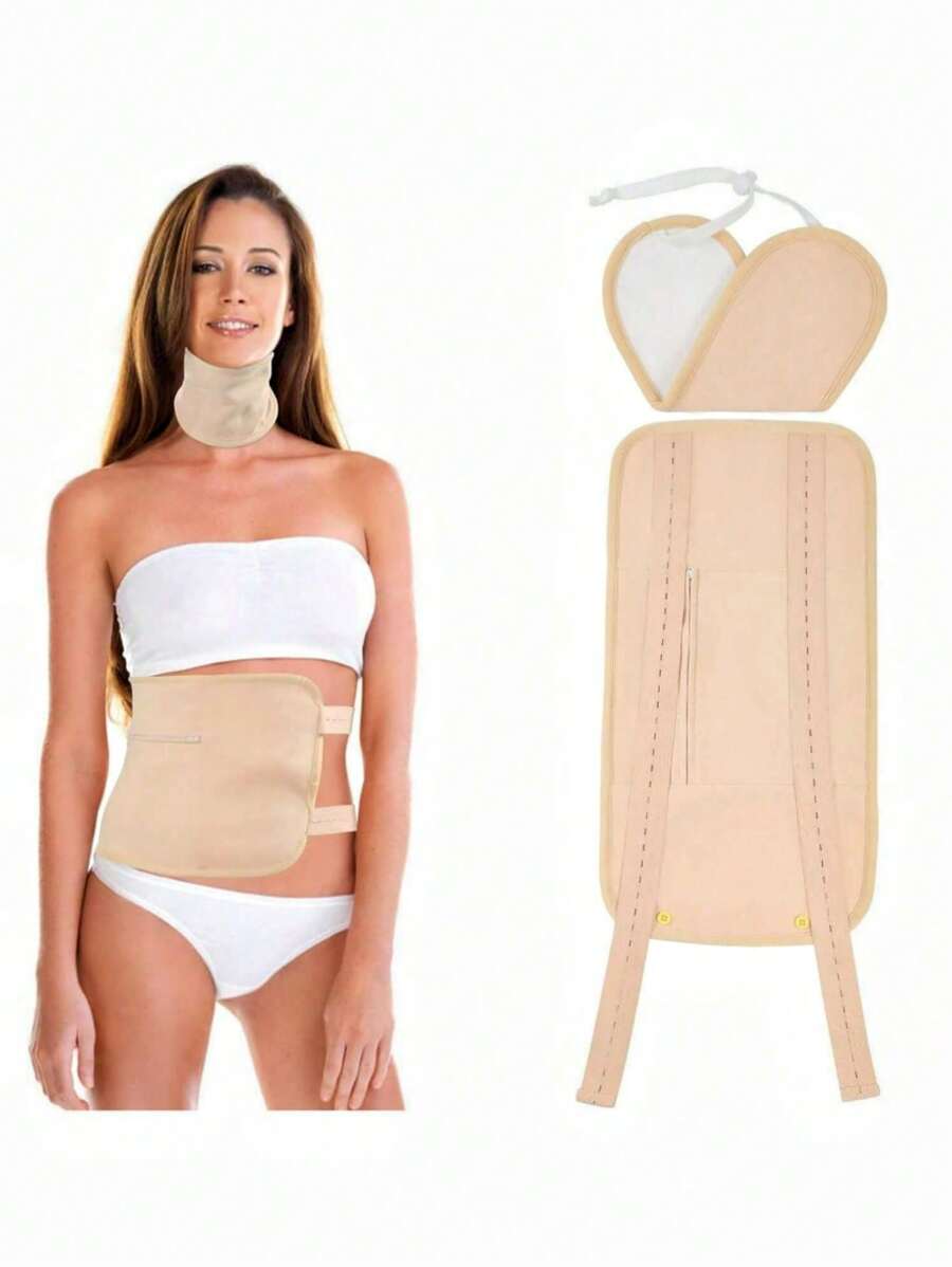 2pcs/Set Reusable Castor Oil Compress Kits, Waist And Neck Protect And Abdominal Support Suit,With Adjustable Elastic Shoulder Straps, Machine Washable