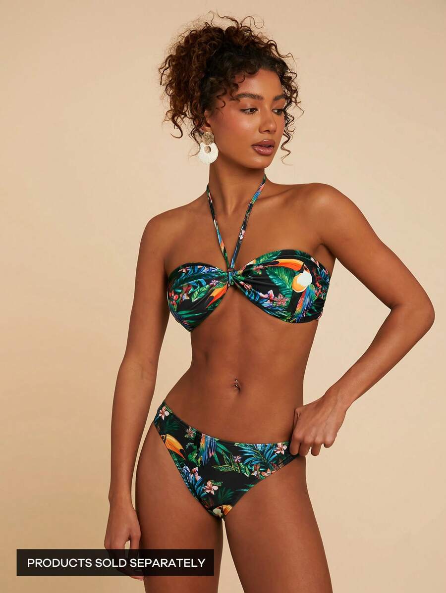 Travachic Damen tropischer Pflanzendruck sexy Bikini Hose