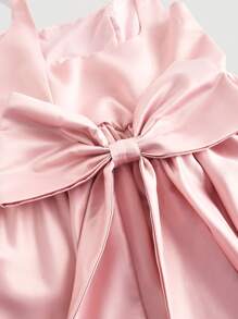 SHEIN MOD Plus Size Women White Bow Decor Mini Dress, Women's Dress, Holiday Party Dress, Elegant Dress, Women's Graceful Dress, Women's Party Dress, Graduation Gown,Corset Dress For Women - Pink - View 4