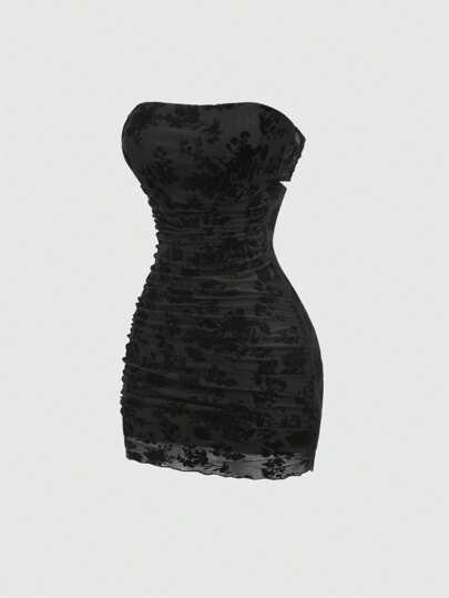 Sweetra Women's Vintage-Inspired Velvet Floral Print Sleeveless Bodycon Mini Dress, Slimming, Summer