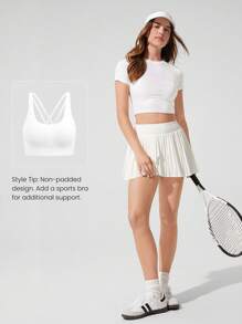 GLOWMODE Camiseta corta liviana con recortes, ideal para yoga, uso diario casual. Camiseta con secado rápido y que elimina la humedad - Blanco - Ver 6