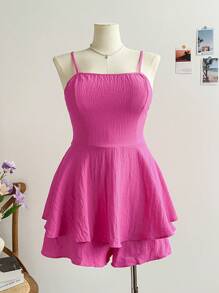 Soleia Combishort à fines brides en couches ourlet