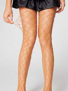ROMWE Goth (3 pares) Medias de red de alta elasticidad de color púrpura, mallas/pantis/leggings para mujer