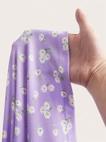 SHEIN EZwear 性感夏季紫色针织紧身迷你连衣裙，配有细肩带 - 紫丁香色 - 查看 5