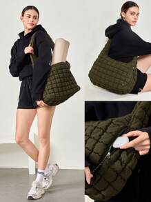 GLOWMODE Quilted Water-Resistant Carryall Shoulder Bag - Green - View 7