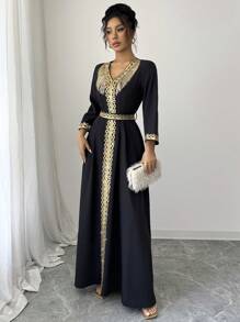 Elenzga Vestito elegante da donna con paillettes e frange a patchwork