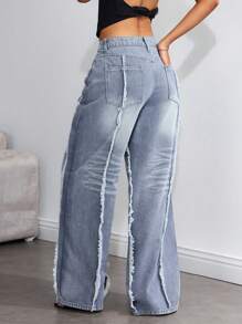 SHEIN EZwear Jeans patchwork de mujer estilo Y2K, apropiados para uso diario, primavera/verano