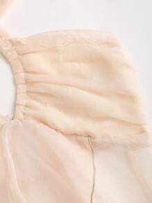 Sweetra Top tipo camiseta de mujer con cuello halter cruzado - Champán - Ver 4