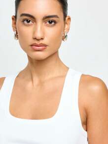 AiiRZ Square Neck Ribbed Racer Back Tank Top