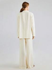 Ontre Traje informal de 2025 para el nuevo Festival de Música, Concierto, Festival de Música Country, Atuendo de actuación musical para mujer, Pantalón ancho de lino color beige claro, Conjunto de traje casual