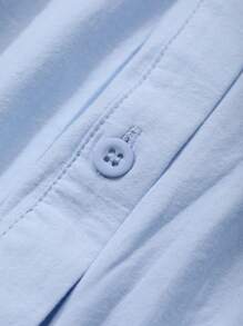 DAZY Parte superior minimalista de unicolor con botones al frente y manga corta para mujer, uso casual diario de verano