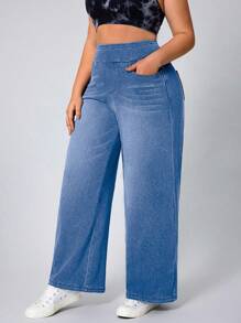 Flexra 大码柔软中度水洗弹力牛仔裤 - 淺色水洗藍 - 查看 4