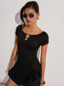 COSMINA Top femme à manches courtes de couleur unie, mode pour l'été