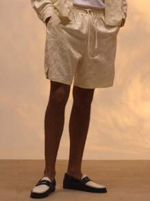 Musero Casual Street Style Elasticated Woven Jacquard Shorts Only For Summer Holiday Vacation