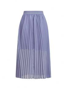 Ellevyn Falda de gasa azul de alta calidad, de corte delgado, con pliegues y cuentas, elegante y nueva, para el verano