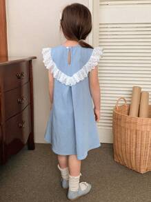 DAZY Vestido de moda de cuello redondo y sin mangas adecuado para el verano para niña joven