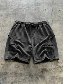 AXEPEAK Men's Simple Fashion Tie Dye Drawstring Waist Shorts, Suitable For Summer - Dark Grey - View 1