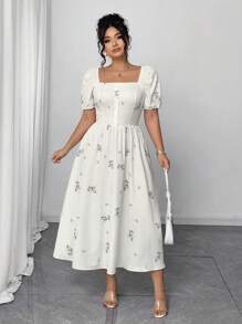 Elenzga Plus Size Elegant Holiday Summer Romantic Dress