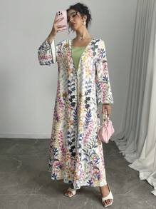 Yasmyna 女式印花拼布宽松休闲阿拉伯风格连衣裙，朴素 - 彩色 - 查看 5